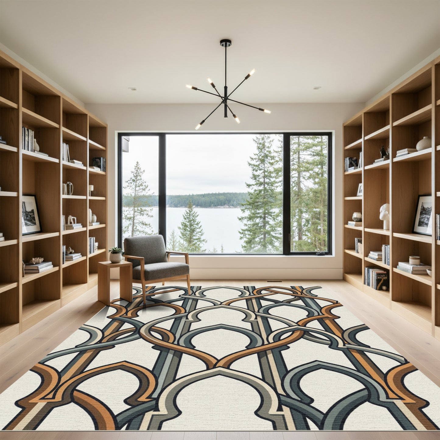 Earthy Brown and Slate Arch Interlace Rug