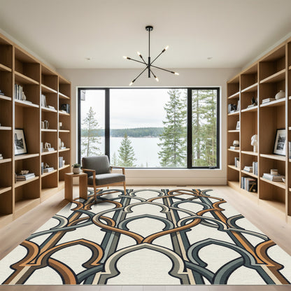 Earthy Brown and Slate Arch Interlace Rug