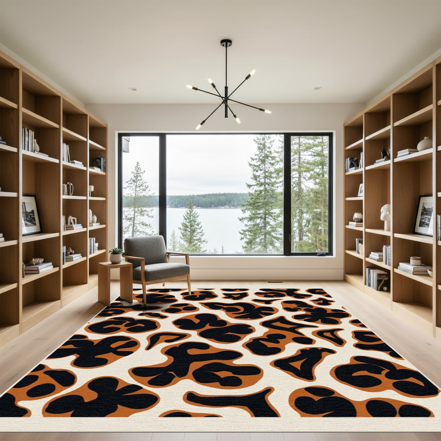 Brown Black Abstract Spots Rug