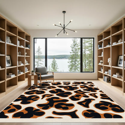 Brown Black Abstract Spots Rug