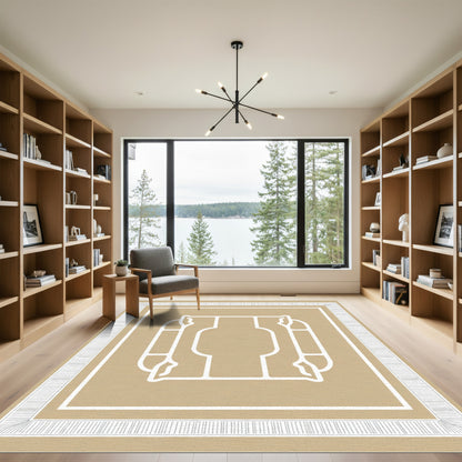 Abstract Tan Geometric Outline Rug