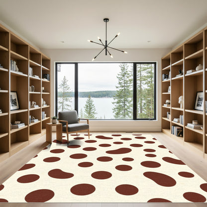 Cream Brown Spotty Organic Shapes Rug