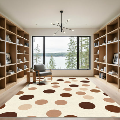 Brown Polka Dot Circle Composition Rug
