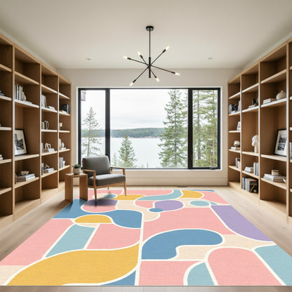 Pastel Geometric Abstract Organic Shapes Rug