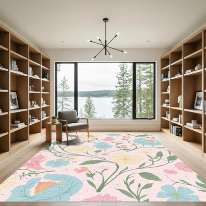 Pastel Floral Garden Vines Rug