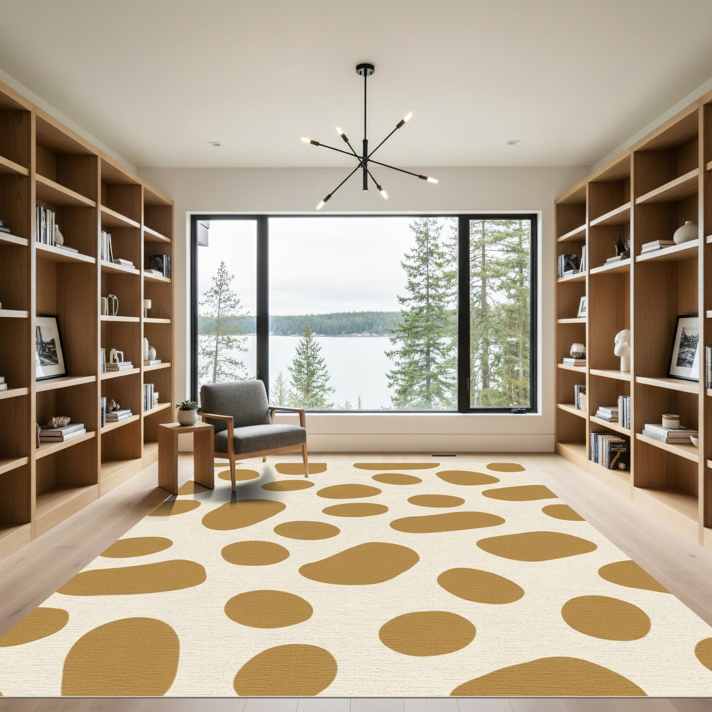 Naturalistic Tan Blob Array Rug