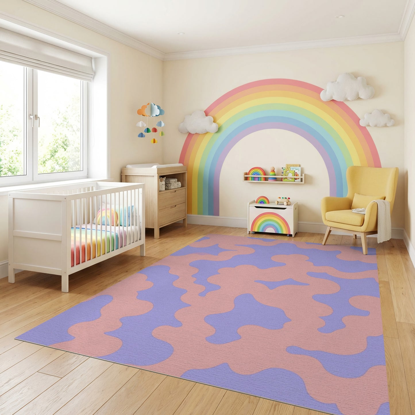 Pink Purple Wavy Organic Shapes Rug