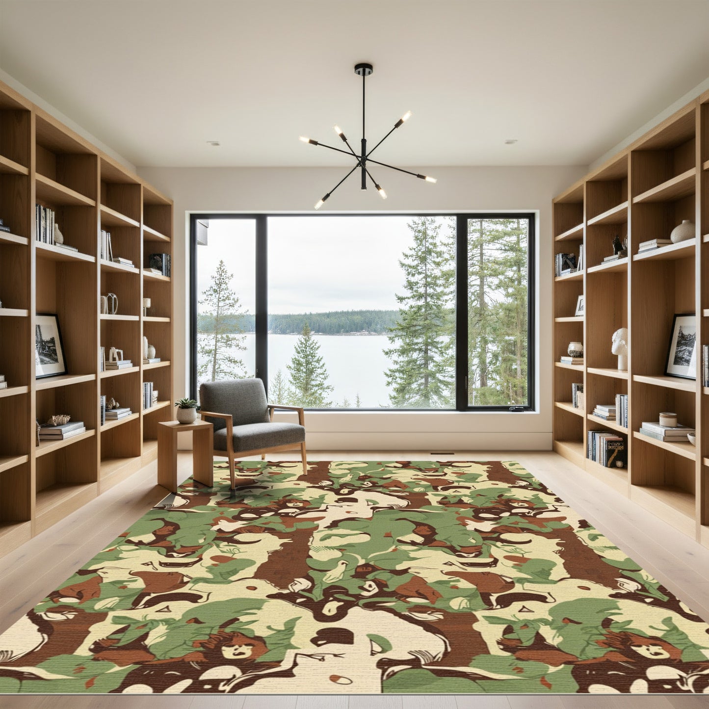 Woodland Camouflage Abstract Animal Rug