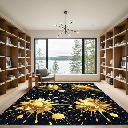 Golden Raven Splatter Explosion Rug