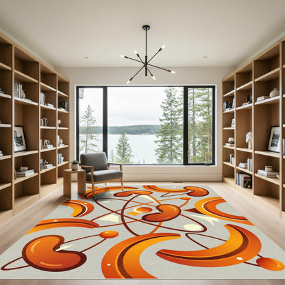 Orange Bean Atomic Abstract Rug