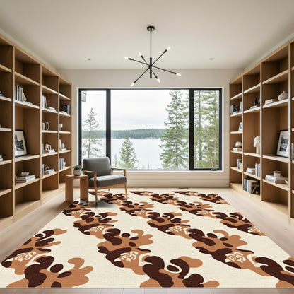 Earthy Brown Camouflage Heart Cluster Rug