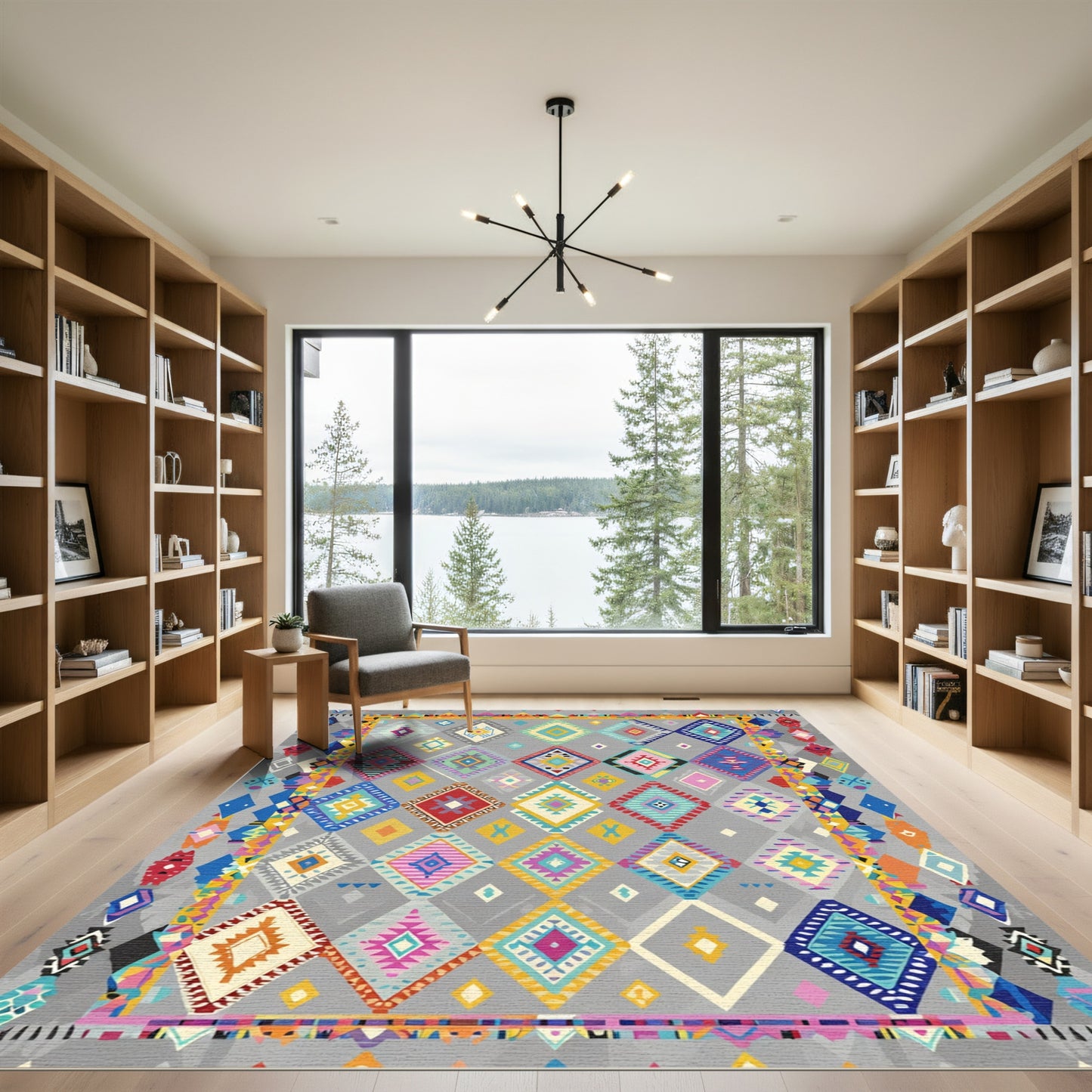 Colorful Diamond Medallion Boho Rug
