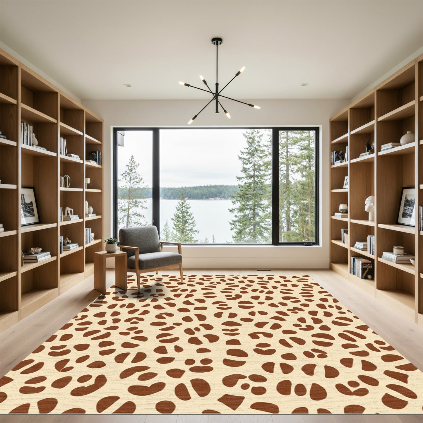 Cream and Brown Leopard Spot Rug