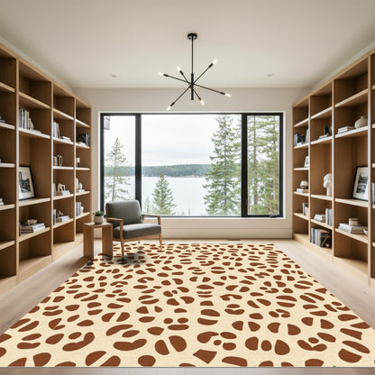 Cream and Brown Leopard Spot Rug