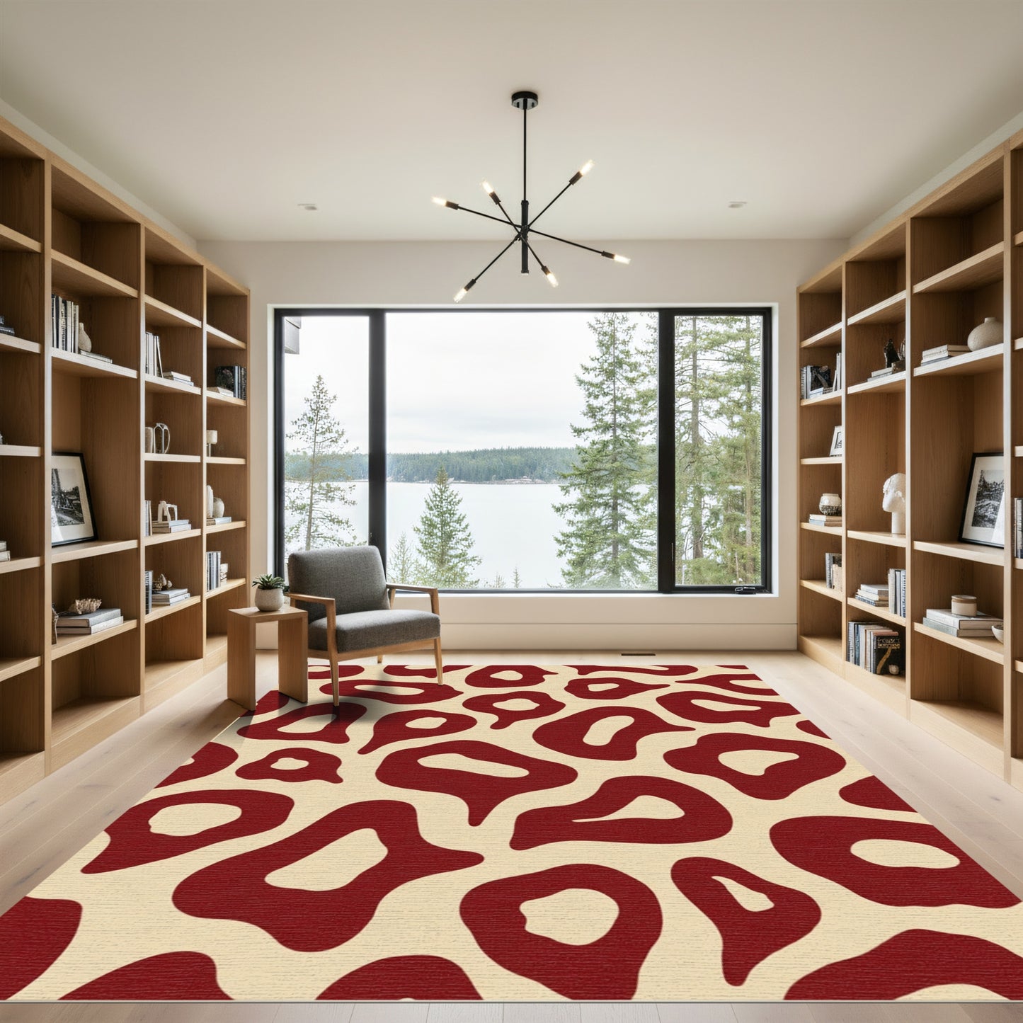 Crimson Leopard Spots Contemporary Rug