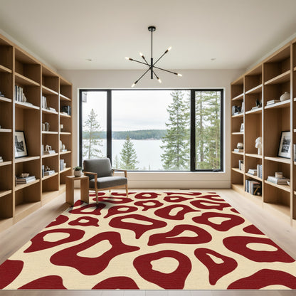 Crimson Leopard Spots Contemporary Rug