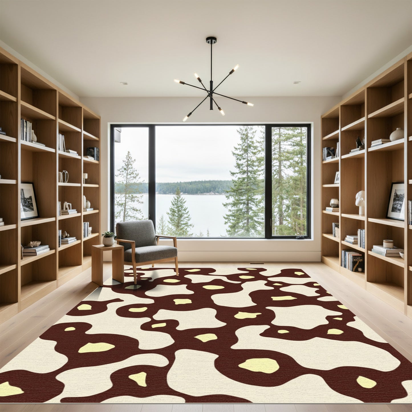 Organic Ochre Brown Amorphous Forms Rug