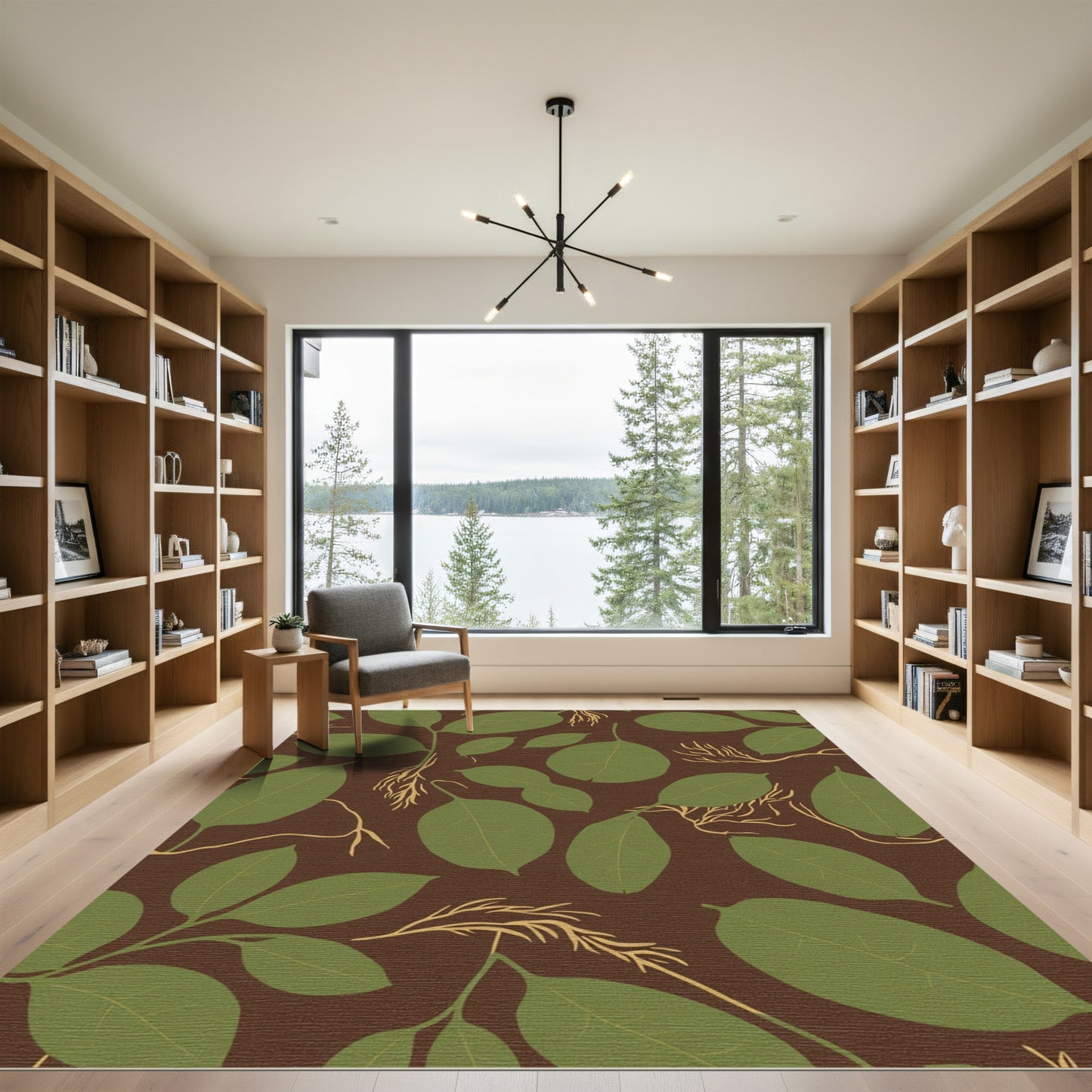 Green Leaf and Root Vines Rug