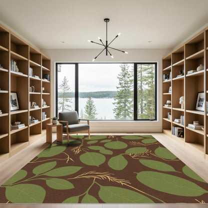Green Leaf and Root Vines Rug