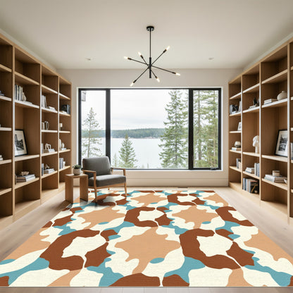 Camouflage Earth Tones Organic Shapes Rug