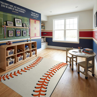 Classic Red Baseball Seam Rug