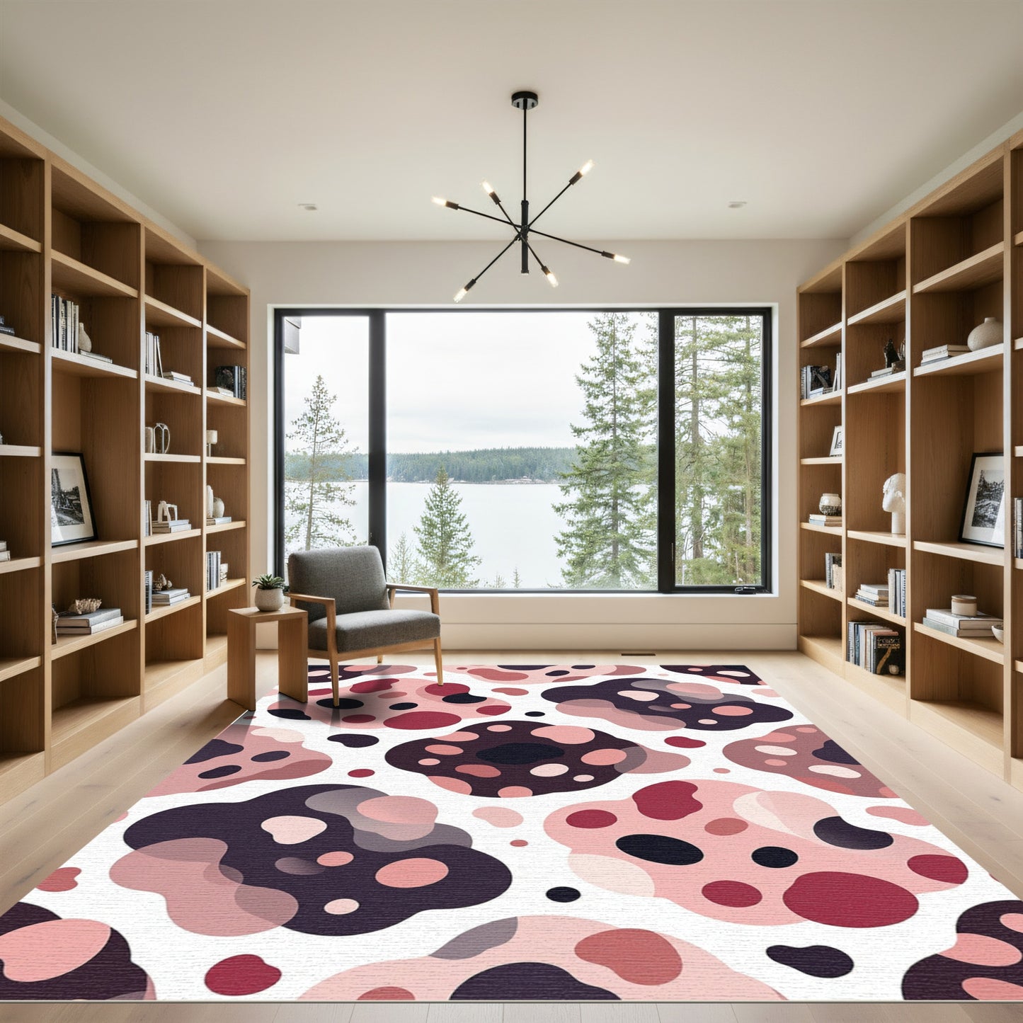Abstract Blush and Plum Organic Shapes Rug