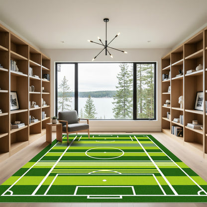 Modern Geometric Green Striped Pitch Rug