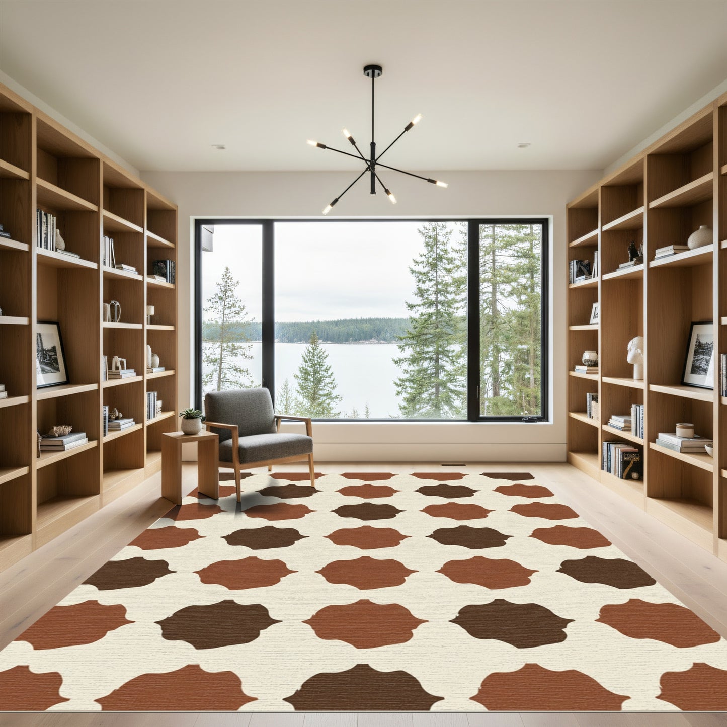 Earthy Brown Llama Shapes Rug