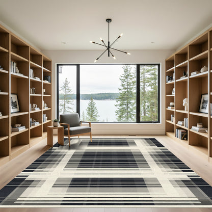 Minimalist Wide Stripe Grid Rug