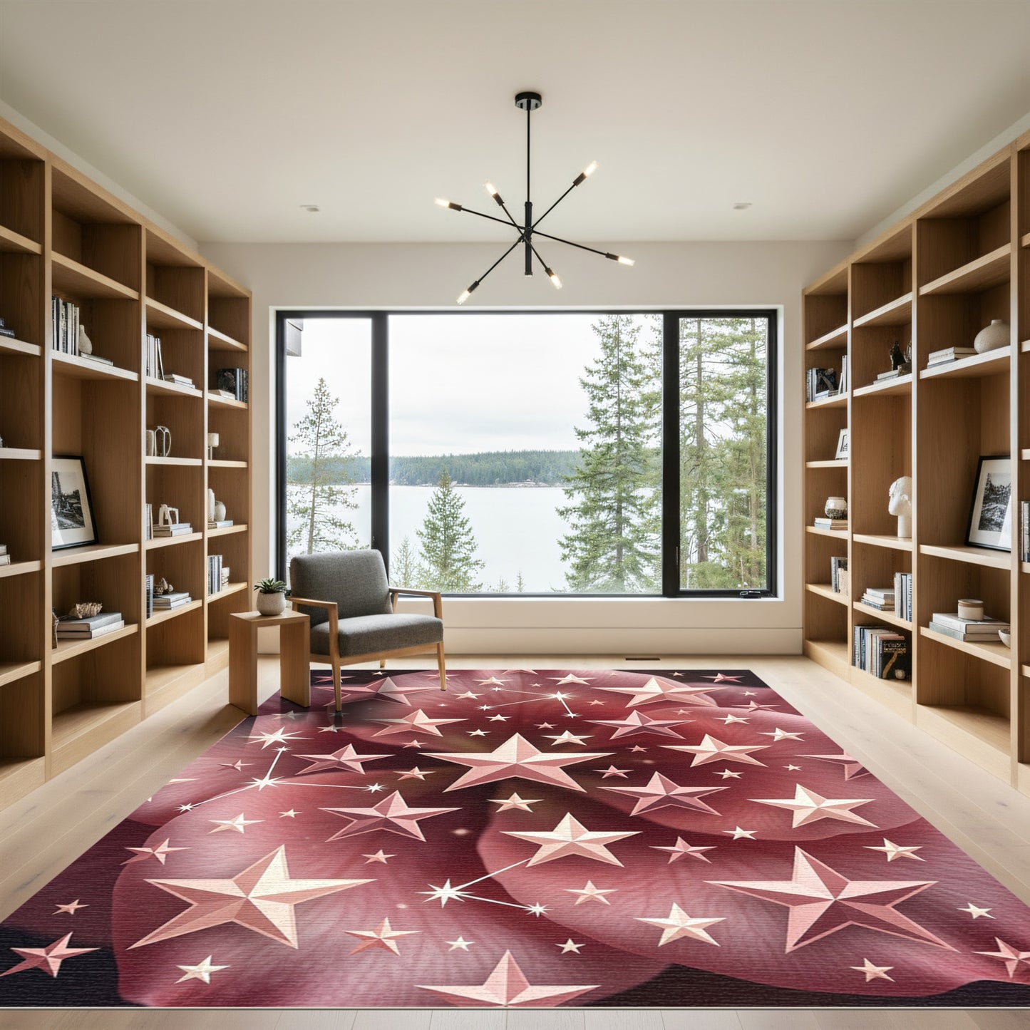 Rose Gold Star Constellation Pattern Rug