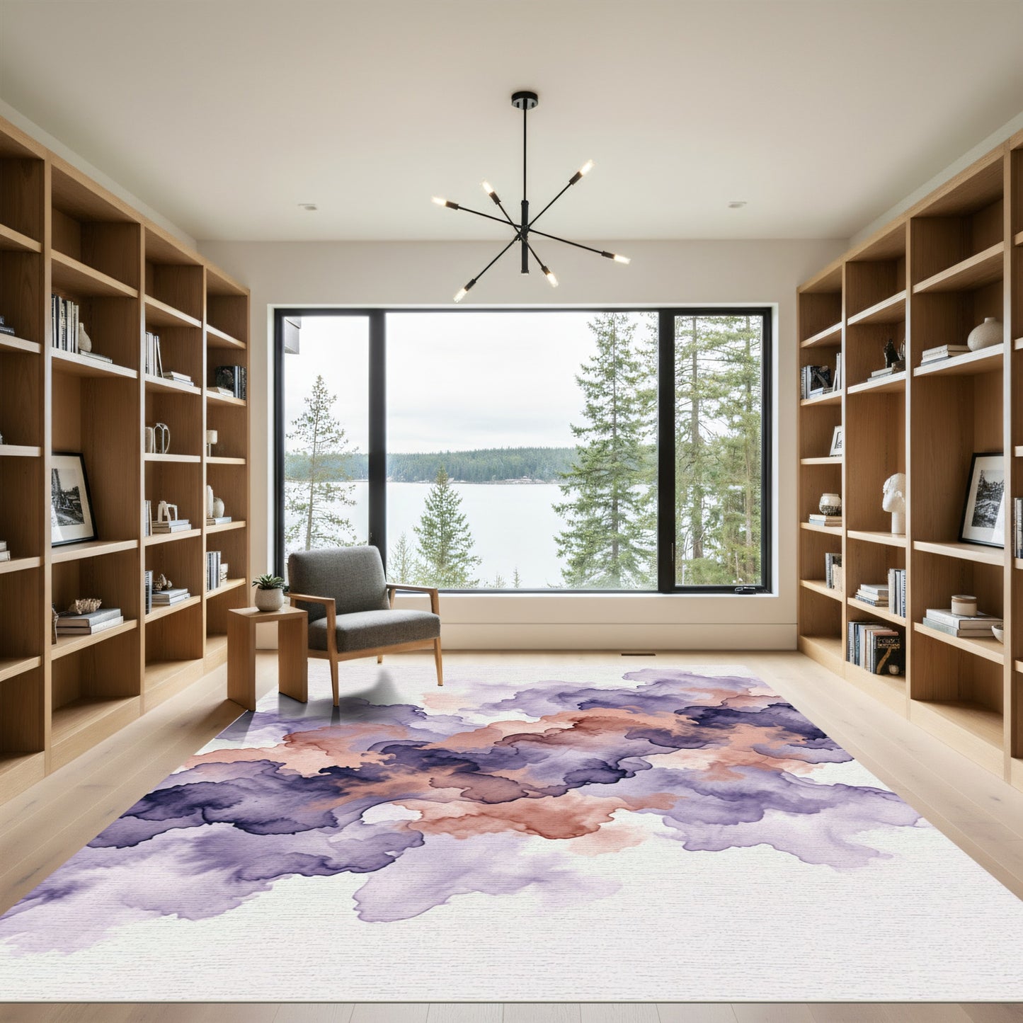 Ethereal Lavender and Peach Smoked Clouds Rug