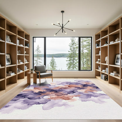 Ethereal Lavender and Peach Smoked Clouds Rug