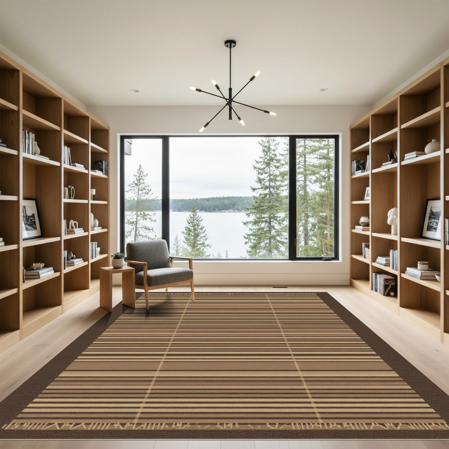 Neutral Tones Geometric Linear Rug