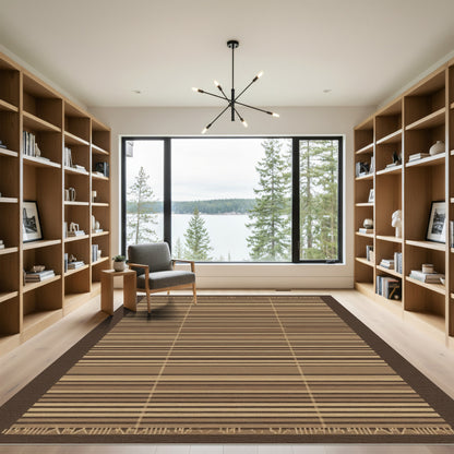 Neutral Tones Geometric Linear Rug