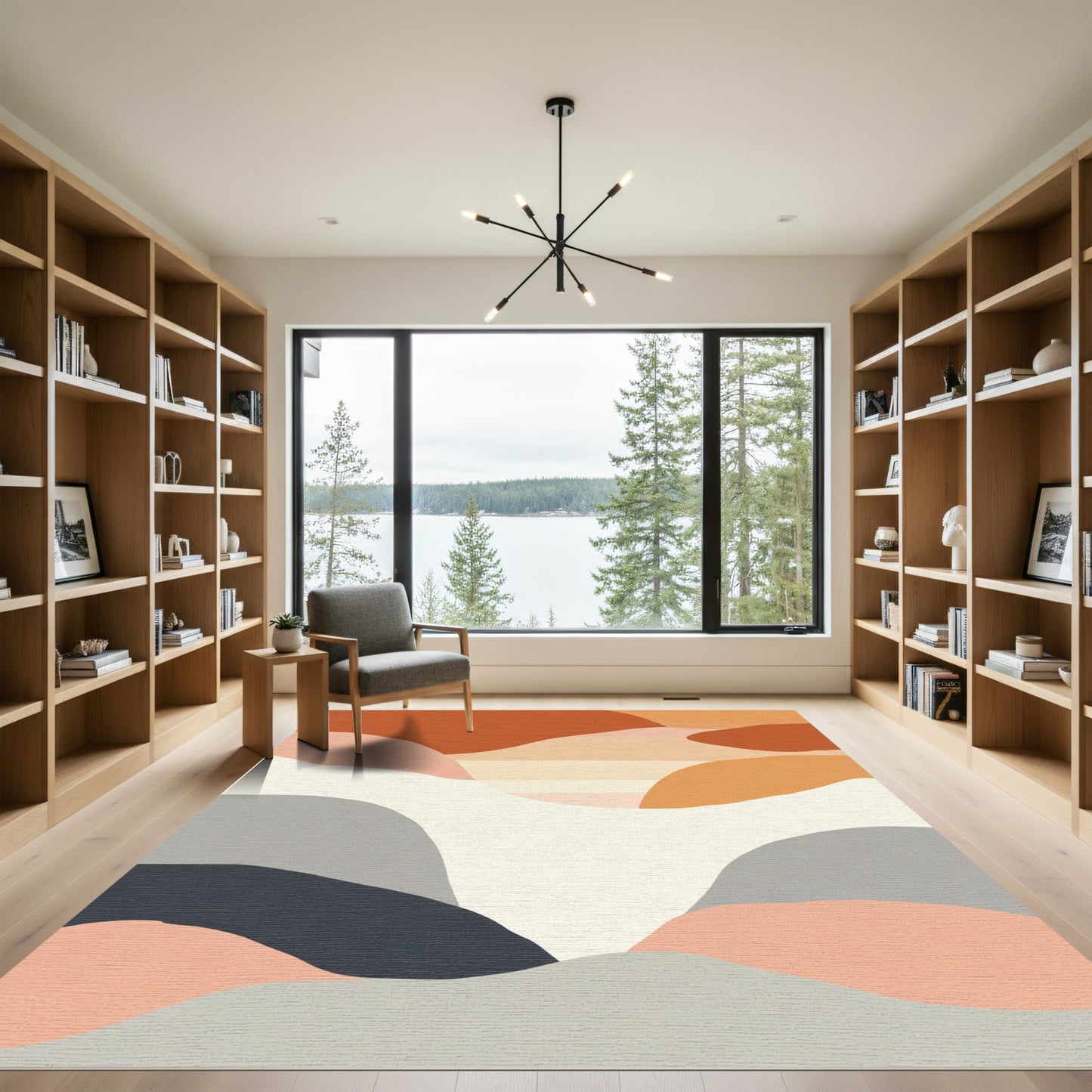 Terracotta Peach Abstract Layers Rug