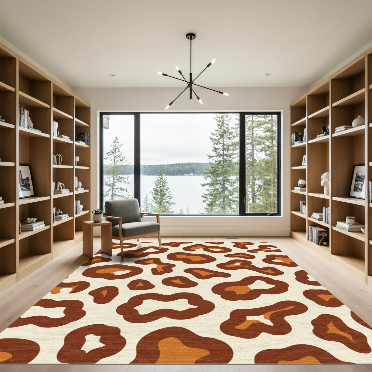 Earthy Brown Abstract Spots Rug