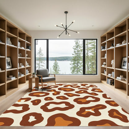 Earthy Brown Abstract Spots Rug