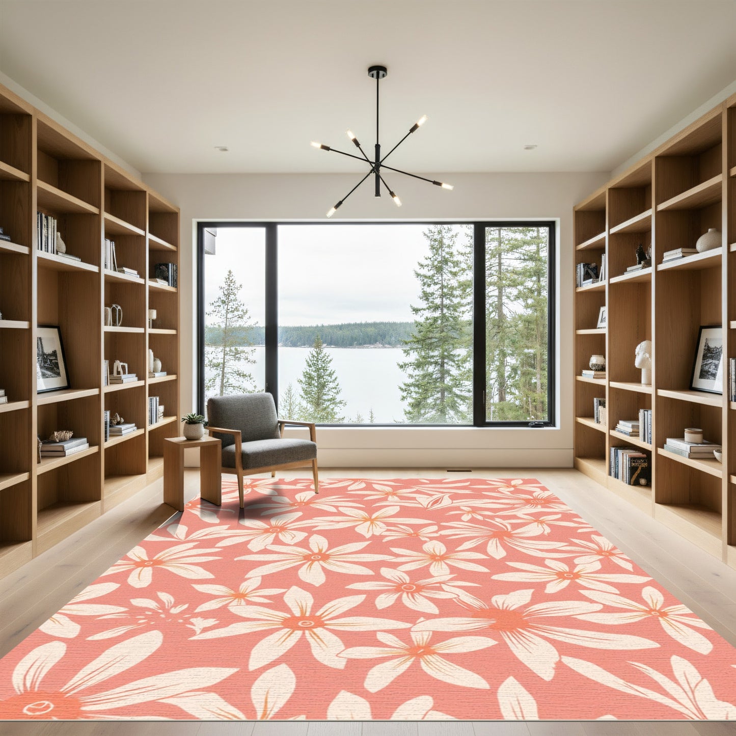 Coral Peach Daisy Meadow Rug