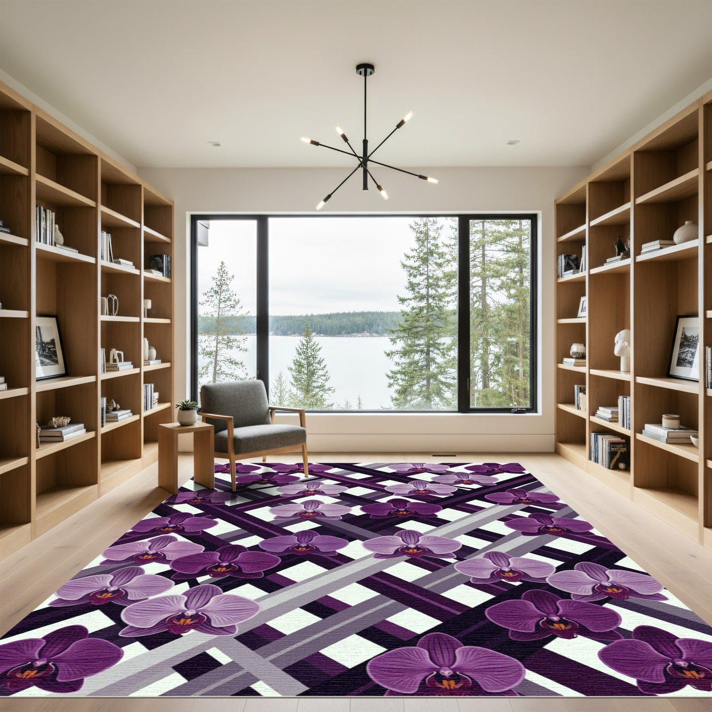 Plum Orchid Lattice Diagonal Grid Rug