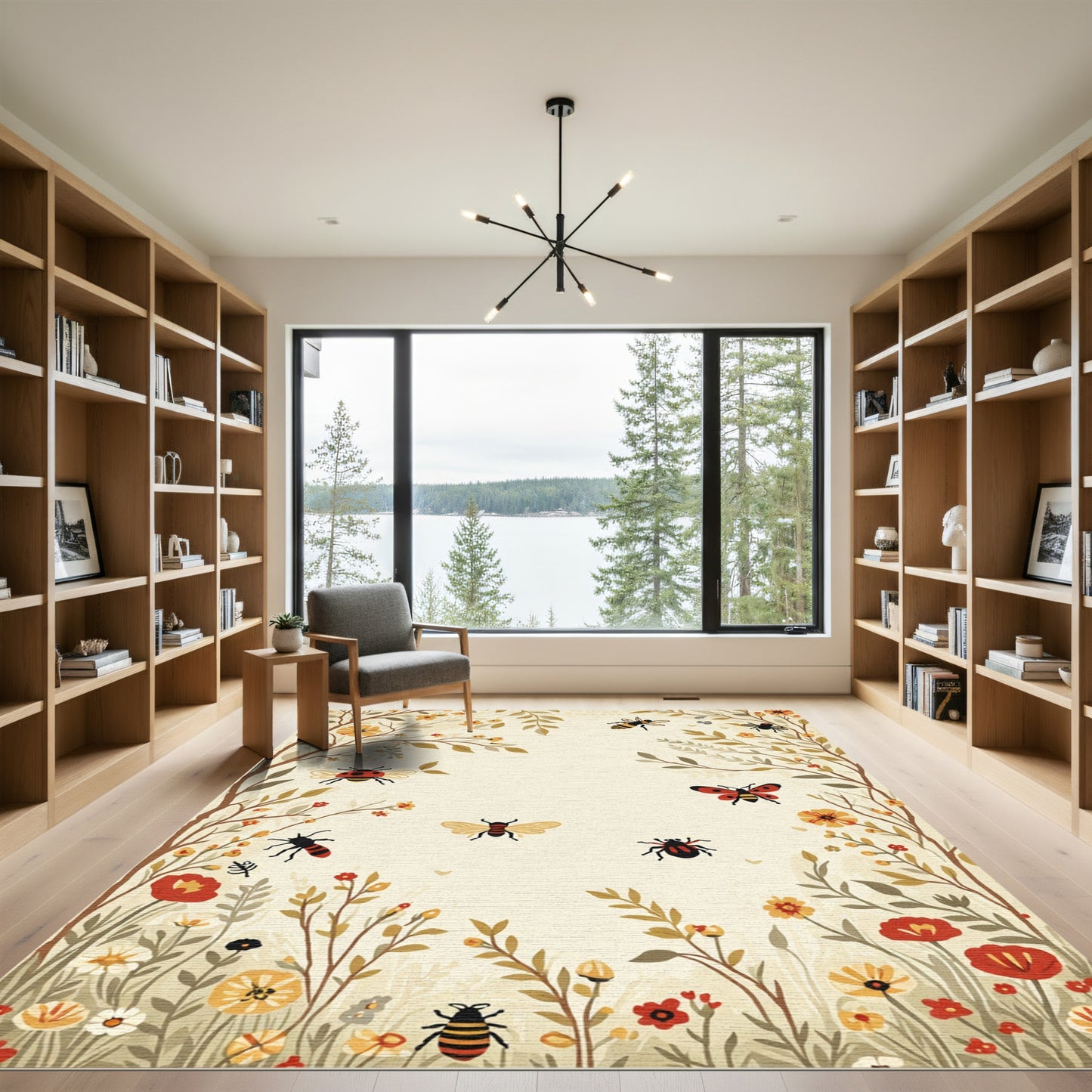 Whimsical Ladybugs Bees Garden Meadow Rug