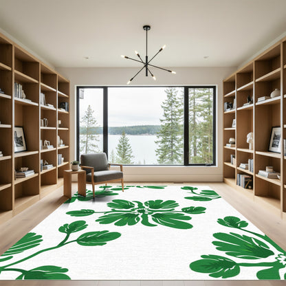 Lush Green Floral Symmetry Rug