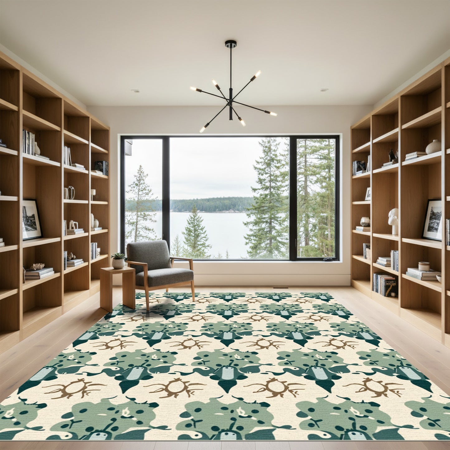 Earthy Tones Abstract Spiders Floral Rug