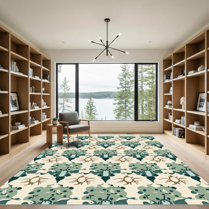 Earthy Tones Abstract Spiders Floral Rug