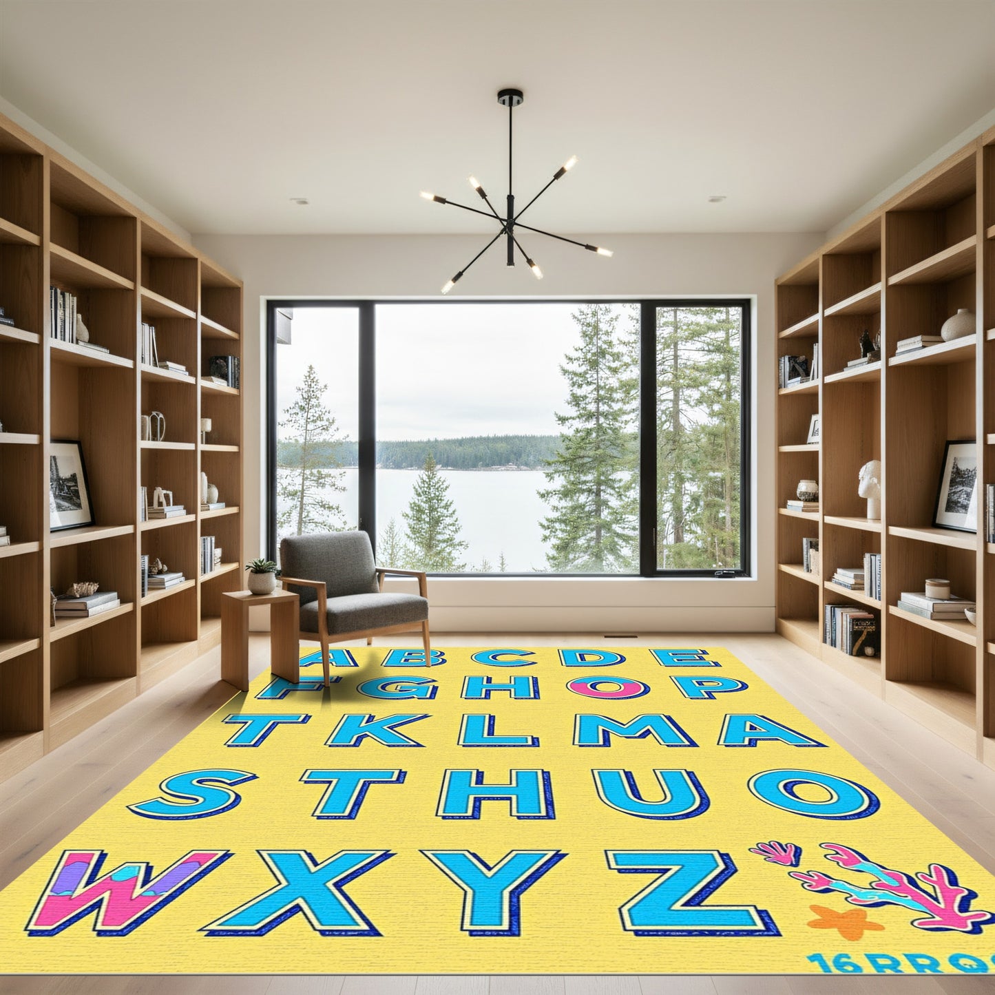 Retro Alphabet With Coral Accents Rug