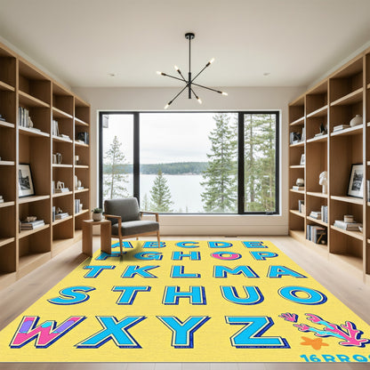 Retro Alphabet With Coral Accents Rug
