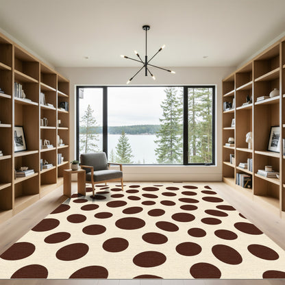 Brown Circles On Cream Background Rug