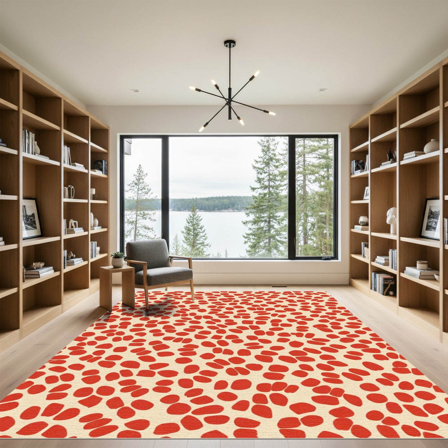 Crimson Pebble Scatter Rug