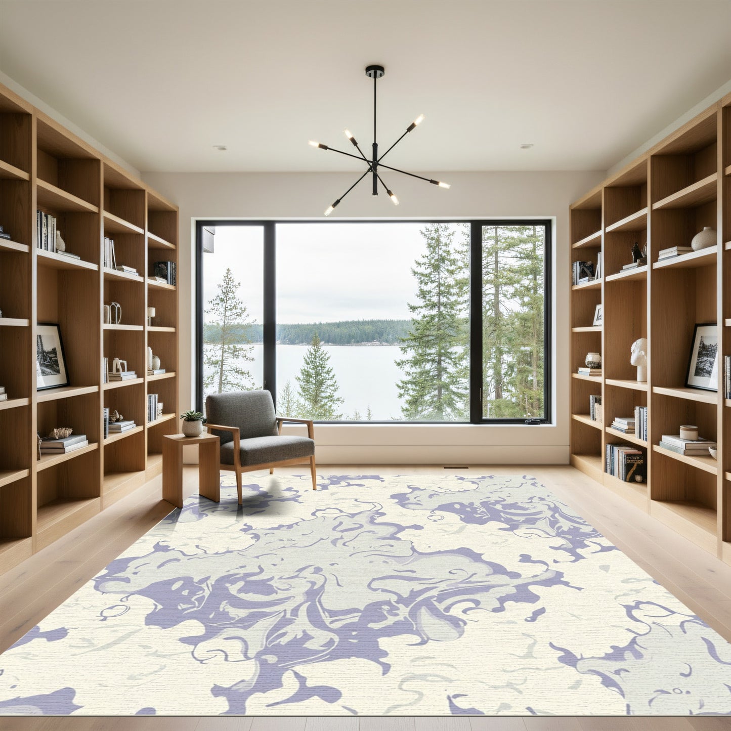 Lilac And Cream Swirl Wash Rug