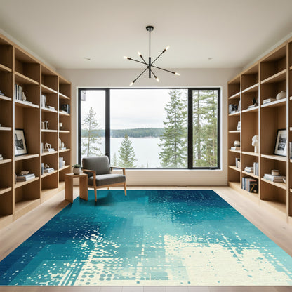 Deep Teal Pixelated Splash Rug