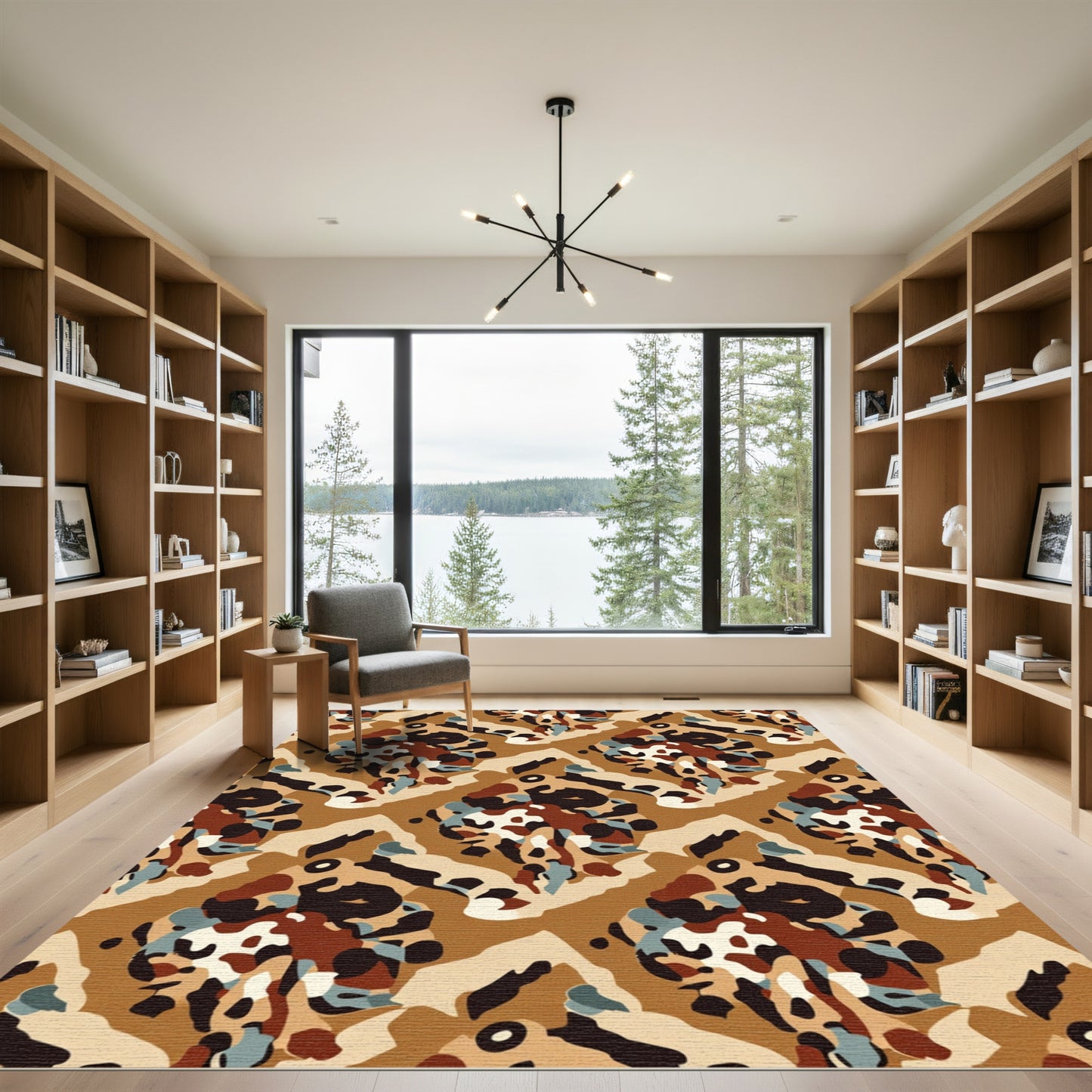 Brown Camouflage Abstract Forms Rug